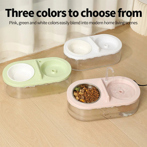 Oval Fountain With Feeding Bowl For Pets