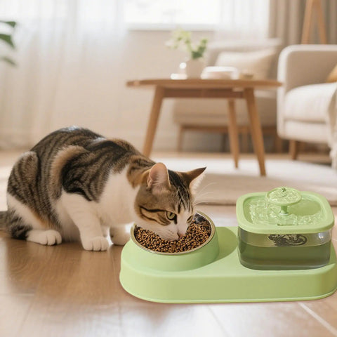 Square Fountain With Feeding Bowl For Pets