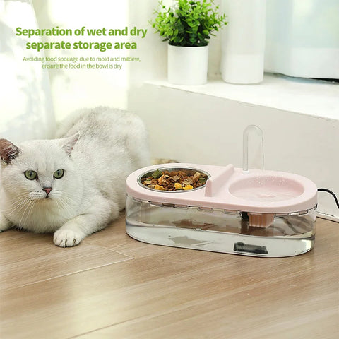 Oval Fountain With Feeding Bowl For Pets