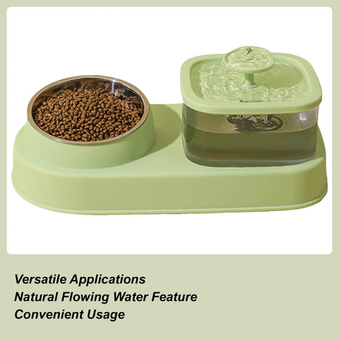 Square Fountain With Feeding Bowl For Pets