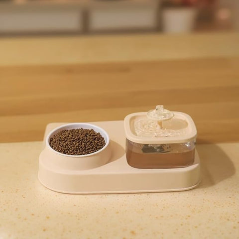 Square Fountain With Feeding Bowl For Pets