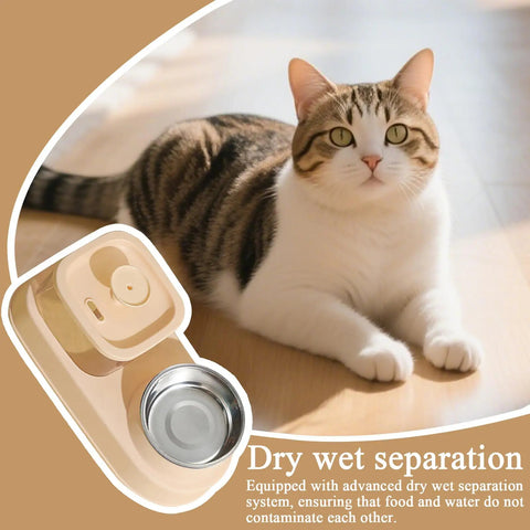 Square Fountain With Feeding Bowl For Pets