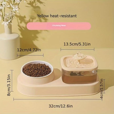 Square Fountain With Feeding Bowl For Pets