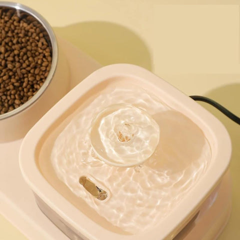 Square Fountain With Feeding Bowl For Pets