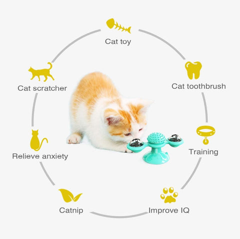 Cat Windmill Toy With Catnip & Light