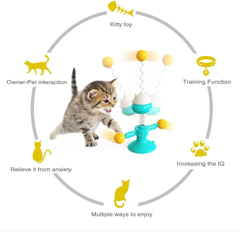 Cat Face Spring Windmill Toy For Cats