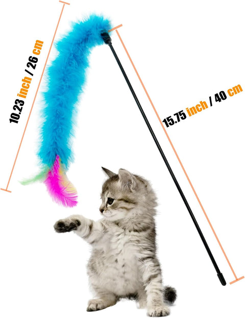 Cat Playing Feather Stick Low
