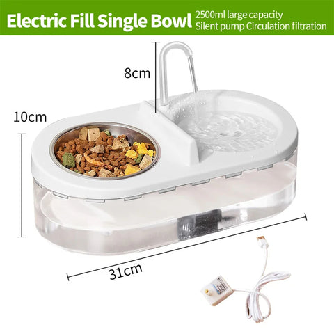 Oval Fountain With Feeding Bowl For Pets