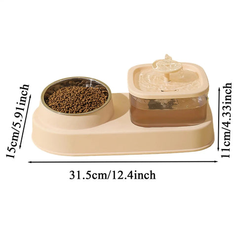 Square Fountain With Feeding Bowl For Pets