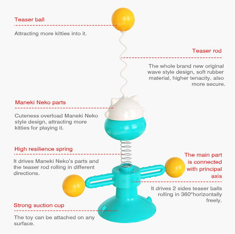 Cat Face Spring Windmill Toy For Cats