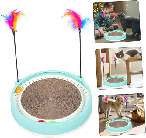 Round Scratching Post Toy With Fur Stick