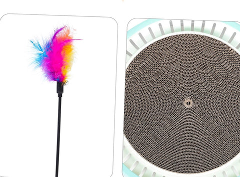 Round Scratching Post Toy With Fur Stick