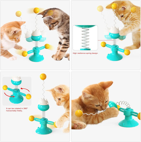 Cat Face Spring Windmill Toy For Cats