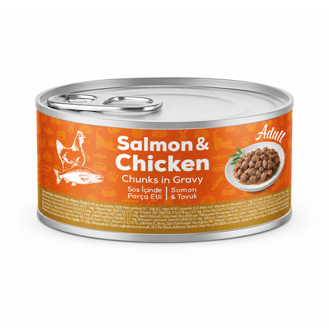Petline Adult Wet Cat Food Salmon & Chicken 85 g Chunks In Gravy – Gold Series