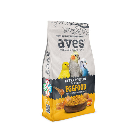 Aves premium bird food package with images of birds on a white background
