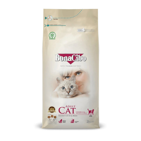 Bonacibo Adult Cat Food Chicken with Anchovy & Rice – 2KG