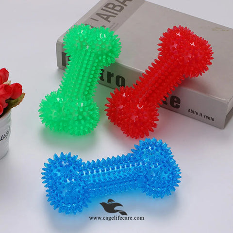 Squeaky Chewing Bone Toy with LED Light for Dogs