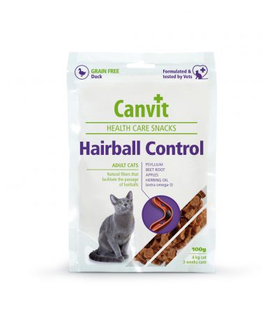 Canvit Hairball Control cat snacks packaging on a white background