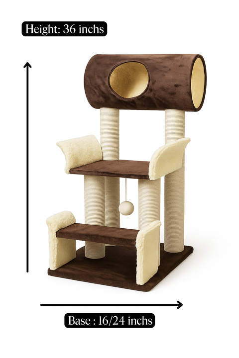 Deluxe 3-Level Tunnel Cat Tree