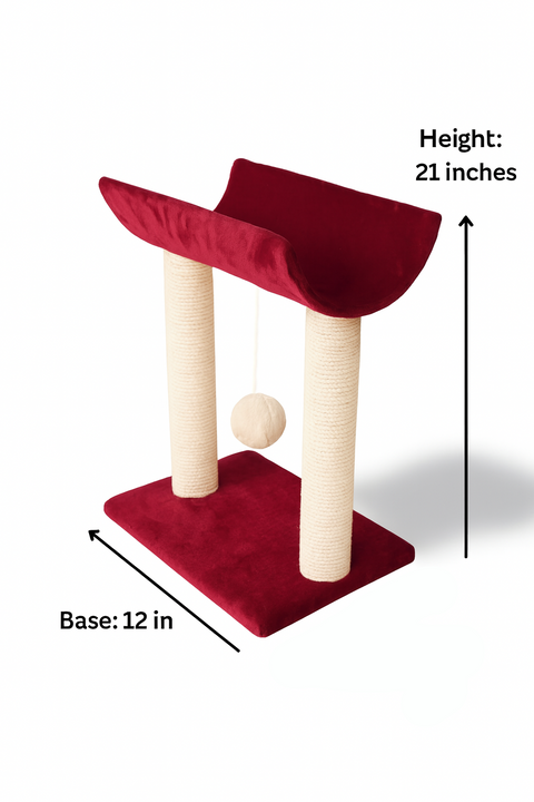 Dual Pole Elevated Cat Scratcher with Curved Top