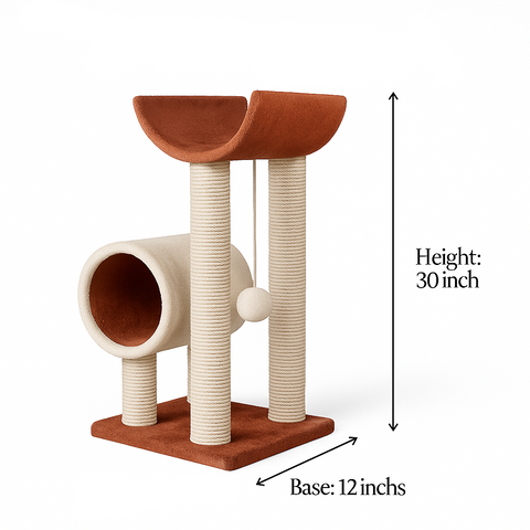 Dual Function Scratcher with Tunnel & Curved Top