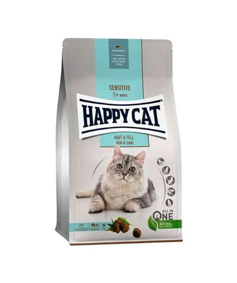 Happy Cat Sensitive cat food package on a white background