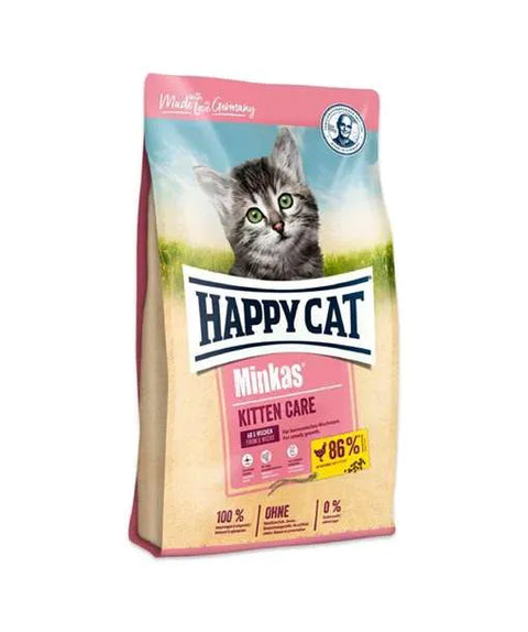 Happy Cat Minkas Kitten Care cat food package on a white background