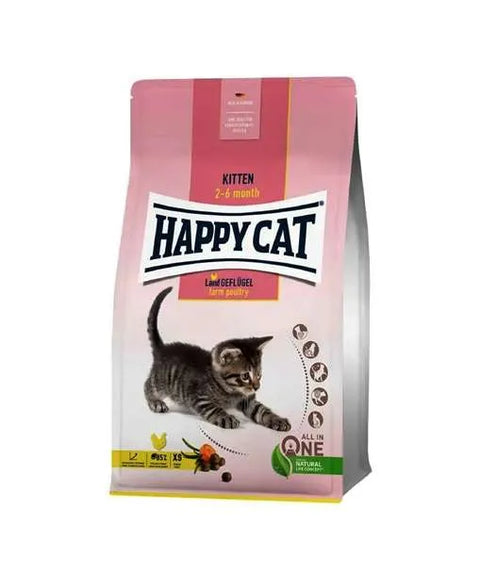 Happy Cat kitten food package on a white background