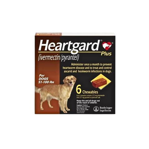 Heartgard Plus packaging for dogs on a white background