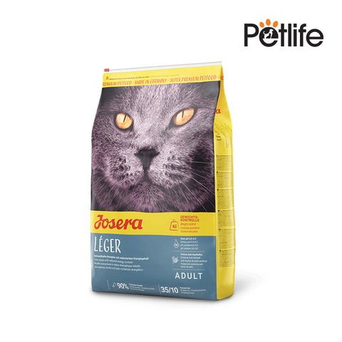 Josera Léger cat food package with a gray cat on the label against a white background.