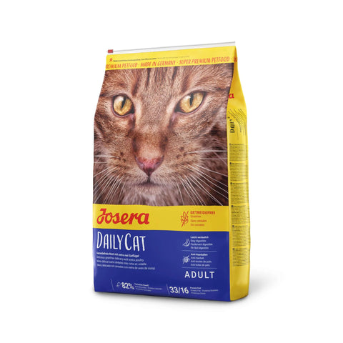 Bag of Josera Dailycat cat food with a cat's face on the packaging.