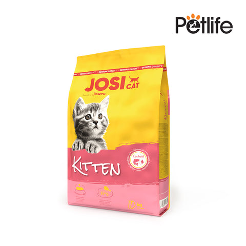 JOSI CAT Kitten food packaging with a yellow and pink design on a white background.