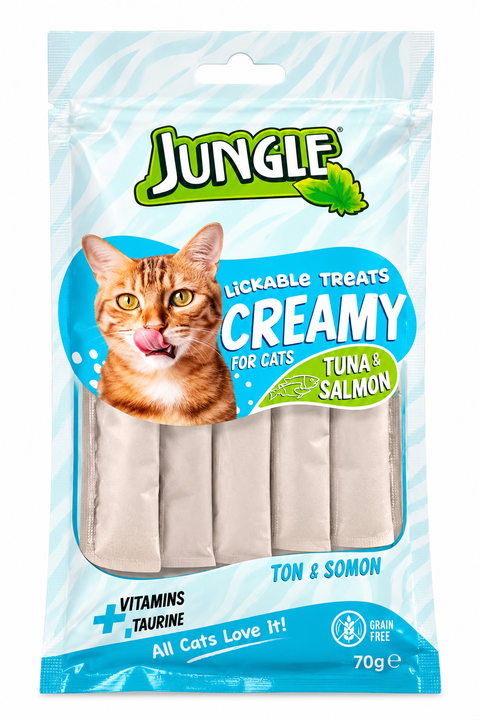 Jungle Creamy Lickable Treats For Cat – Tuna Salmon 70g