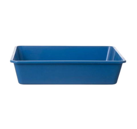 Blue plastic bin on a white background