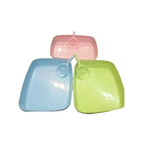 Three colorful plastic scoop sets on a white background