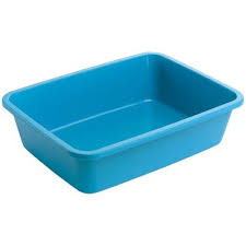 Blue plastic tray on a white background