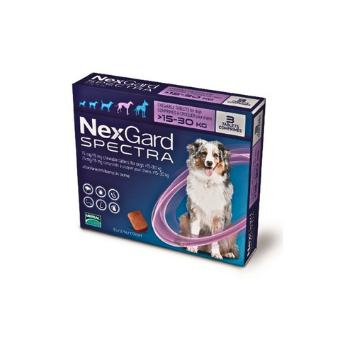 NexGard Spectra packaging for dogs on a white background