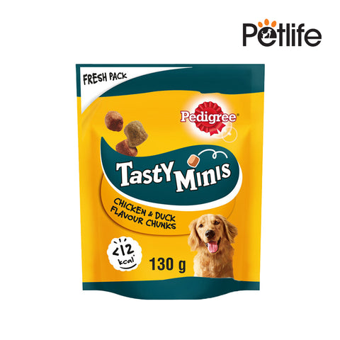 Pedigree TastY Minis dog food package on a white background