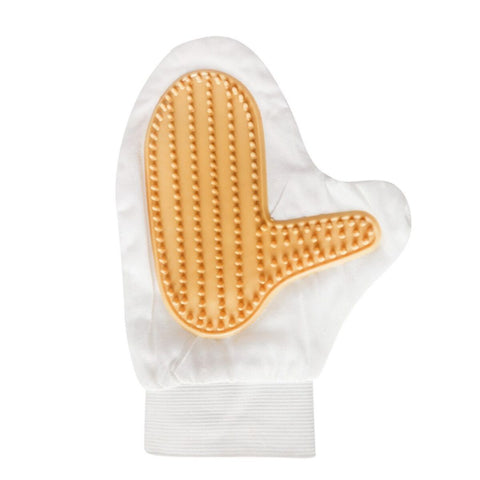 Glove with yellow bristle side on a white background