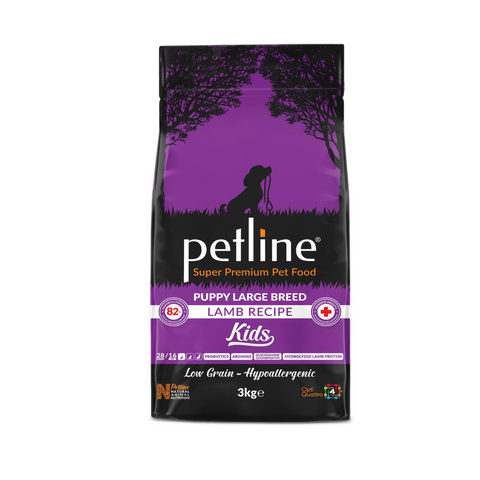 Petline puppy large breed lamb recipe food packaging on a white background