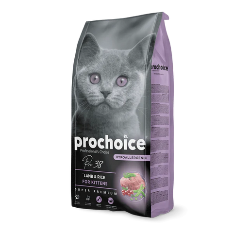 Prochoice cat food package with a gray cat on a white background