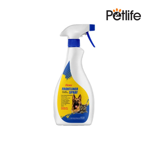 Spray bottle with Petlife branding on a white background