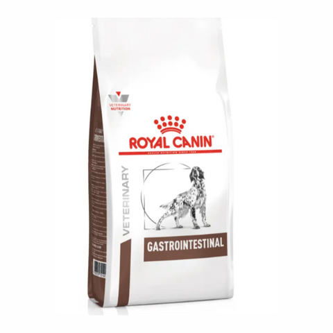 Royal Canin Veterinary Gastrointestinal dog food packaging on a white background