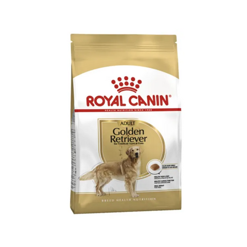 Royal Canin Golden Retriever dog food package on a white background
