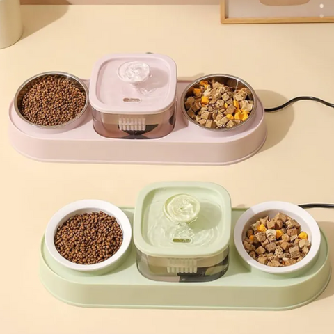 Fountain With Double Round Bowl For Pets