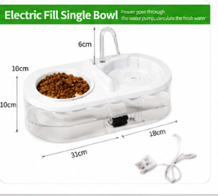 Oval Fountain With Feeding Bowl For Pets