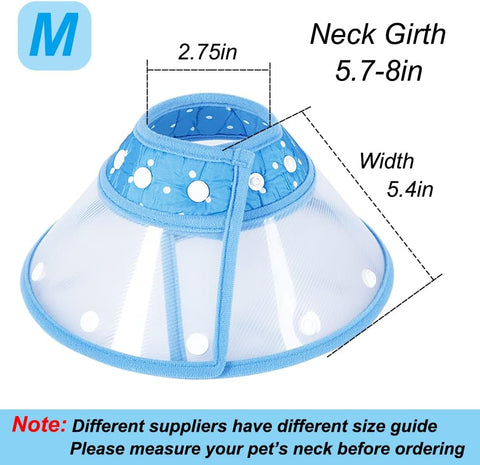 Measurement chart for a pet cone with dimensions labeled