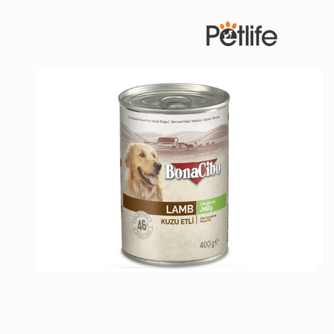 Bonacibo Wet Food for Dogs in Can – Lamb Chunks in Jelly