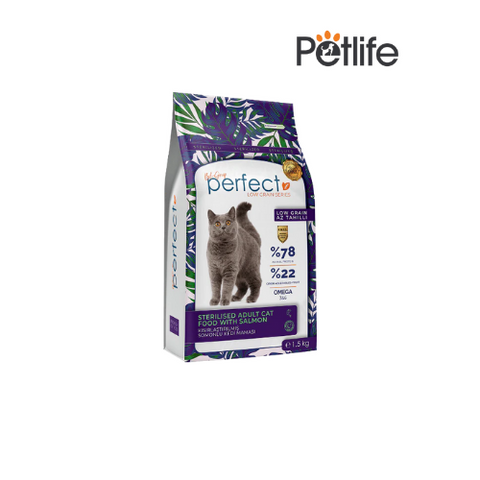 Perfect Low Grain Sterilized Adult Cat Food With Salmon – 1.5KG