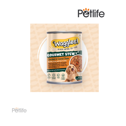 Waggles Dog Wet Food Chicken And Carrot Gourmet Stew – 400 Gram
